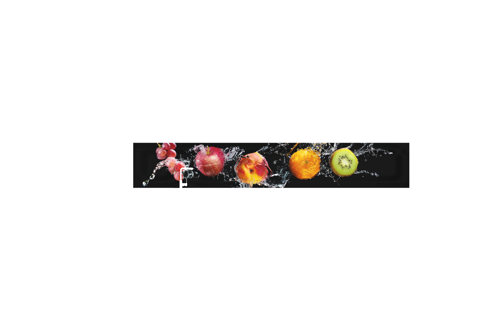 Echtglas-Rueckwand-Obst-Wasser-Kollage